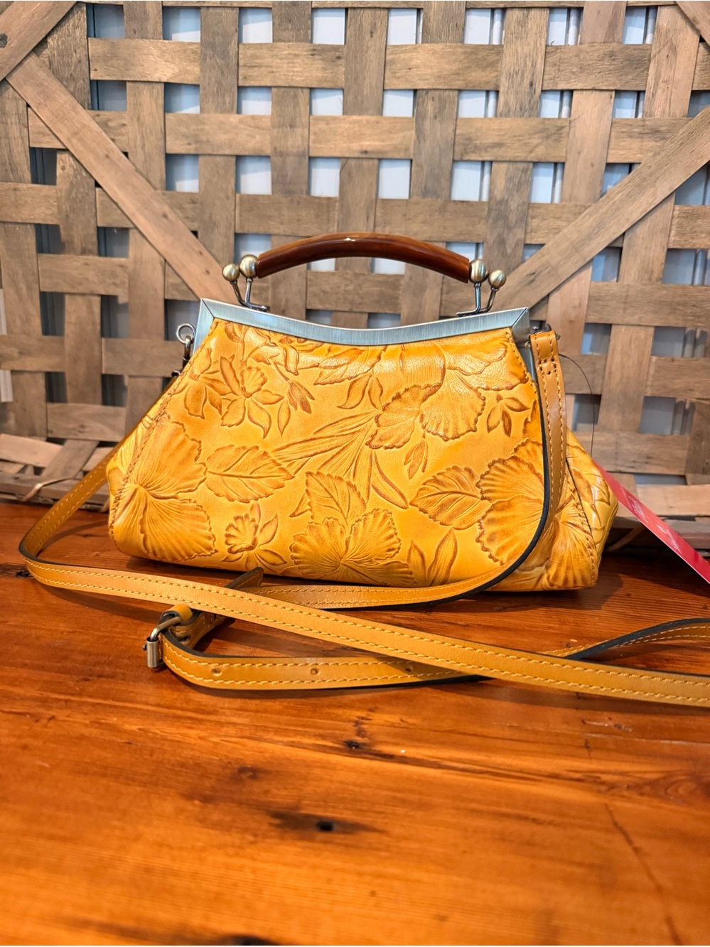 Patricia Nash Dillard’s Floral Embossed Leather Top-Handle Crossbody Bag Tooled